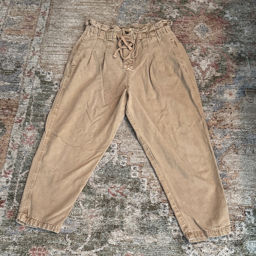Free People Tan Paperbag Waist Jeans